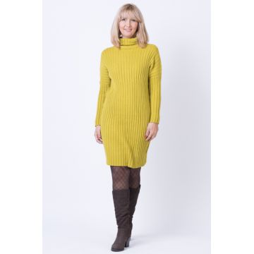 Rochie mulata, midi, tricotata, galben lime Rochie mulata, midi, tricotata, galben lime