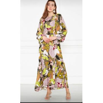 Rochie multicolora cu volane si imprimeu floral