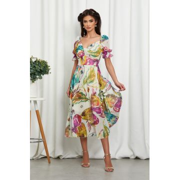 Rochie Xenya Alb Pastel