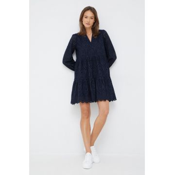 Y.A.S rochie din bumbac culoarea albastru marin, mini, evazati