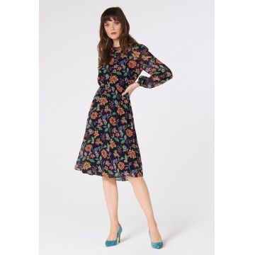 Rochie evazata cu imprimeu floral