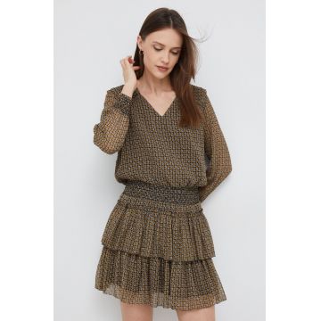 Pepe Jeans rochie culoarea verde, mini, evazati