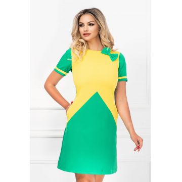 Rochie dama InPuff de birou in A verde cu funda