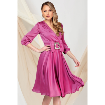 Rochie de ocazie Pretty Girl fucsia in clos cu cordon tip funda