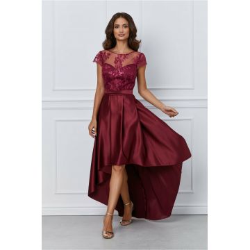 Rochie MBG bordo cu lungime asimetrica