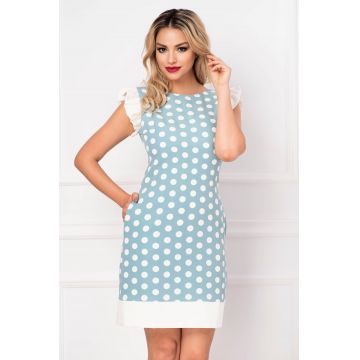 Rochie MBG de vara turquoise cu buline si funda stilizata la spate