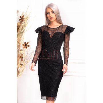 Rochie neagra de seara cu sclipici