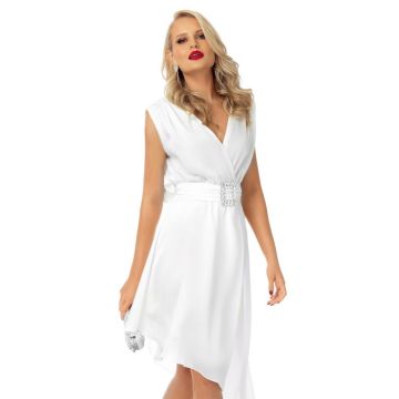 Rochie Pretty Girl de ocazie ivoire asimetrica cu cordon detasabil Rochie Pretty Girl de ocazie ivoire asimetrica cu cordon detasabil