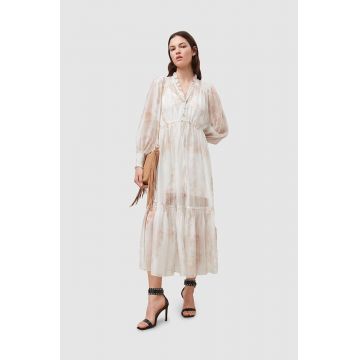 AllSaints rochie culoarea alb, midi, oversize