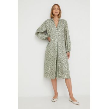 Beatrice B rochie de matase culoarea verde, maxi, evazati