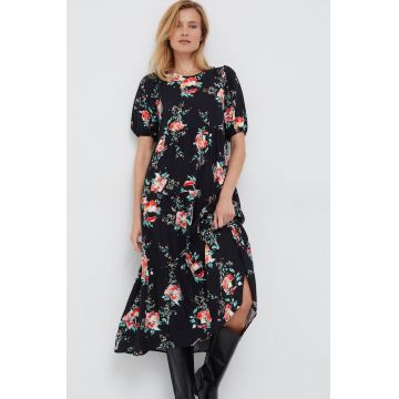 Desigual rochie culoarea negru, midi, evazati