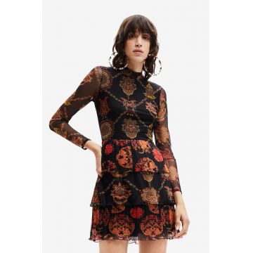 Desigual rochie culoarea negru, mini, evazati