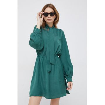 Pepe Jeans rochie culoarea verde, mini, evazati