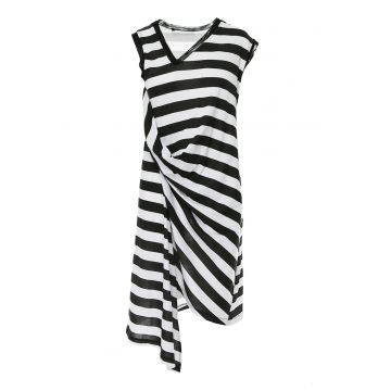 Rochie asimetrica cu model in dungi