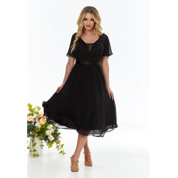 Rochie midi din sifon cu buline