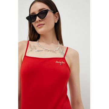 Tommy Jeans rochie culoarea rosu, mini, mulata