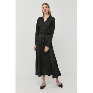 Armani Exchange rochie culoarea negru, maxi, evazati