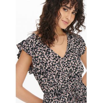 Rochie cu decolteu in V si model floral Starr