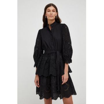 Bruuns Bazaar rochie din bumbac culoarea negru, mini, evazati