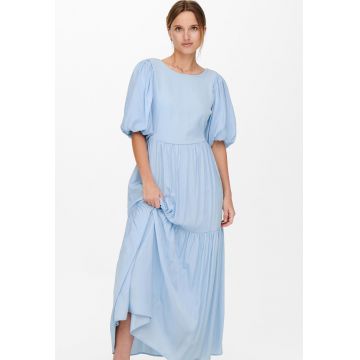 Rochie maxi stratificata cu decolteu adanc pe partea din spate