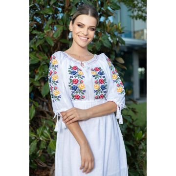 Rochie Traditionala din Bumbac cu Broderie S (36)