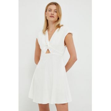 Vero Moda rochie din amestec de in culoarea alb, mini, evazati