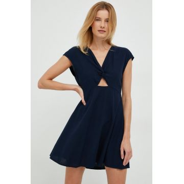 Vero Moda rochie din amestec de in culoarea albastru marin, mini, evazati