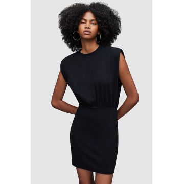 AllSaints rochie din bumbac culoarea negru, mini, oversize