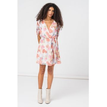 Rochie cu imprimeu floral si maneci drapate Juleah