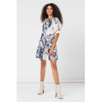 Rochie cu model floral si maneci bufante Soira