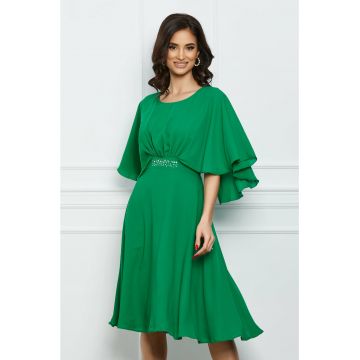 Rochie Mara verde cu aplicatii pe talie