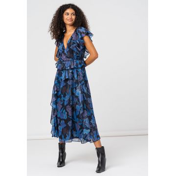 Rochie maxi evazata cu model floral Vertey