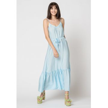 Rochie midi cu decolteu in V si cordon in talie Monroe