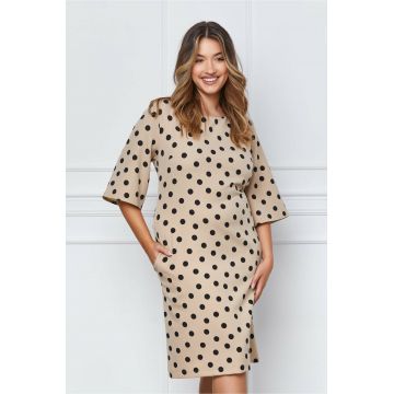 Rochie Nadia bej cu buline negre