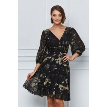 Rochie Sophie neagra cu imprimeuri aurii