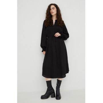 Bruuns Bazaar rochie culoarea negru, midi, evazati