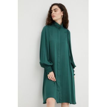 Bruuns Bazaar rochie culoarea verde, mini, drept