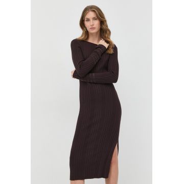 Marella rochie culoarea maro, midi, mulata