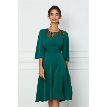 Rochie Ella Collection verde cu paiete la decolteu si talie