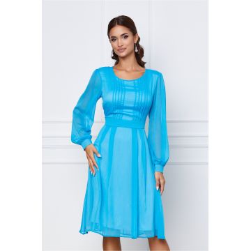 Rochie Malena bleu cu pliuri la bust