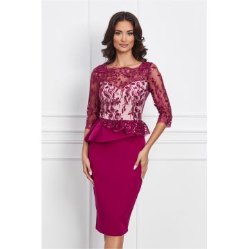 Rochie MBG magenta cu bust bej