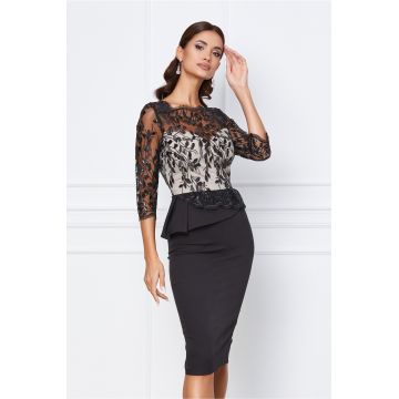 Rochie MBG neagra cu bust bej