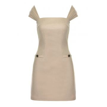 Rochie mini de lana cu decolteu patrat