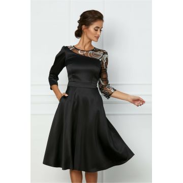 Rochie Moze neagra cu paiete pe o maneca