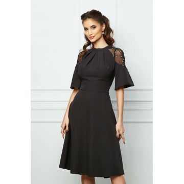 Rochie Moze neagra cu tull si glitter la umeri