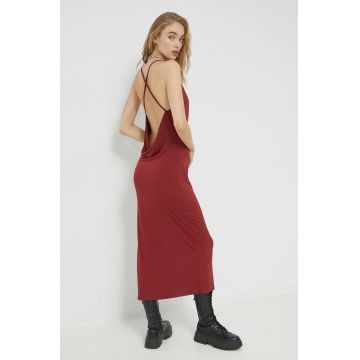 Abercrombie & Fitch rochie culoarea bordo, midi, mulata