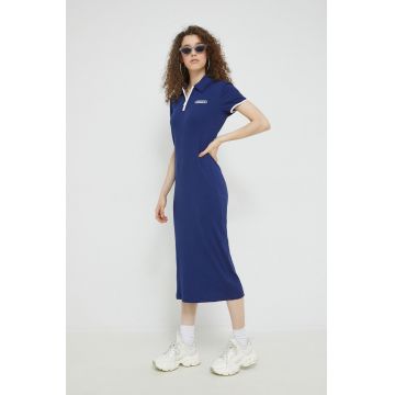 adidas Originals rochie culoarea albastru marin, midi, mulata