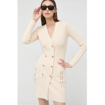 Elisabetta Franchi rochie culoarea bej, mini, mulata