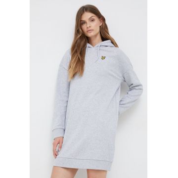 Lyle & Scott rochie din bumbac culoarea gri, mini, drept