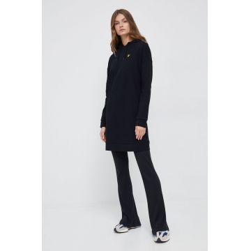 Lyle & Scott rochie din bumbac culoarea negru, mini, drept